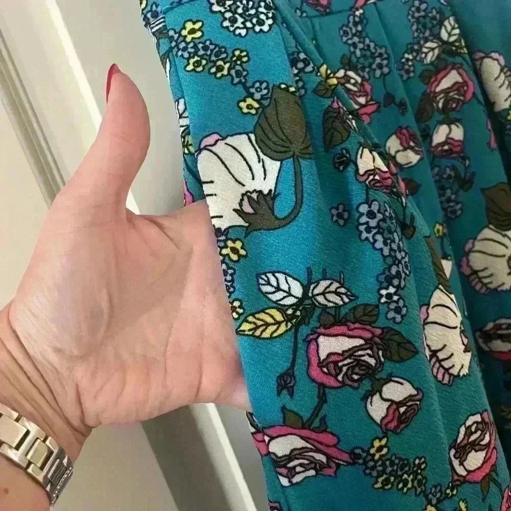 EUC LulaRoe Teal Floral Dress Women’s XS - Picture 7 of 11